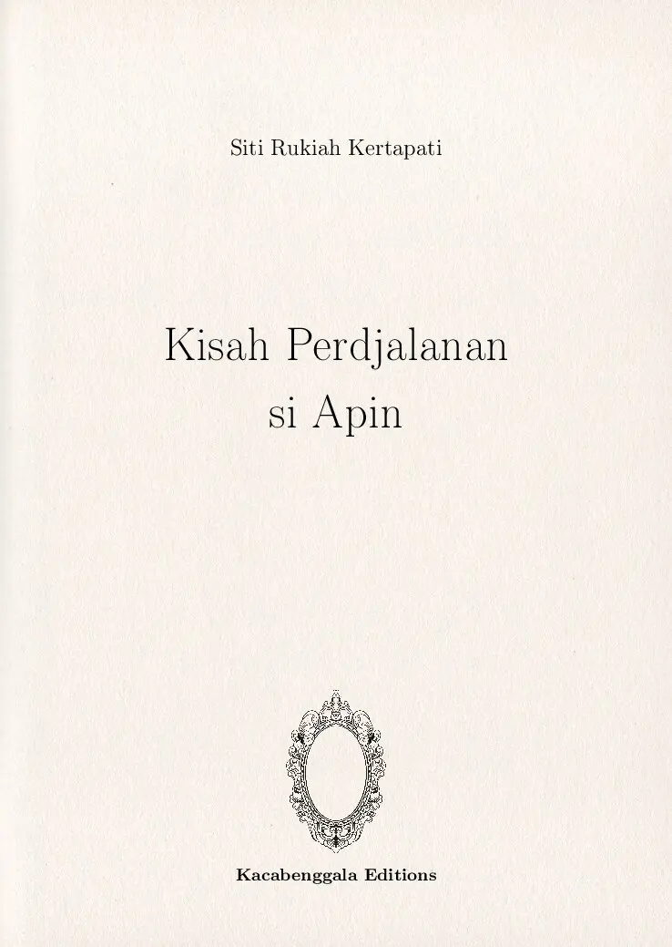 Kisah Perdjalanan si Apin