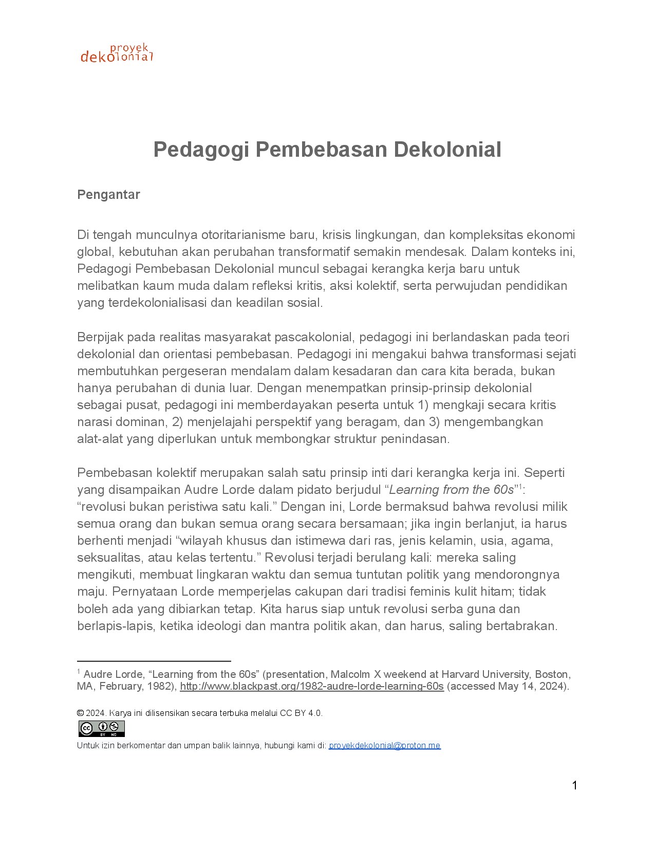 Pedagogi Pembebasan Dekolonial - ProyekDekolonial