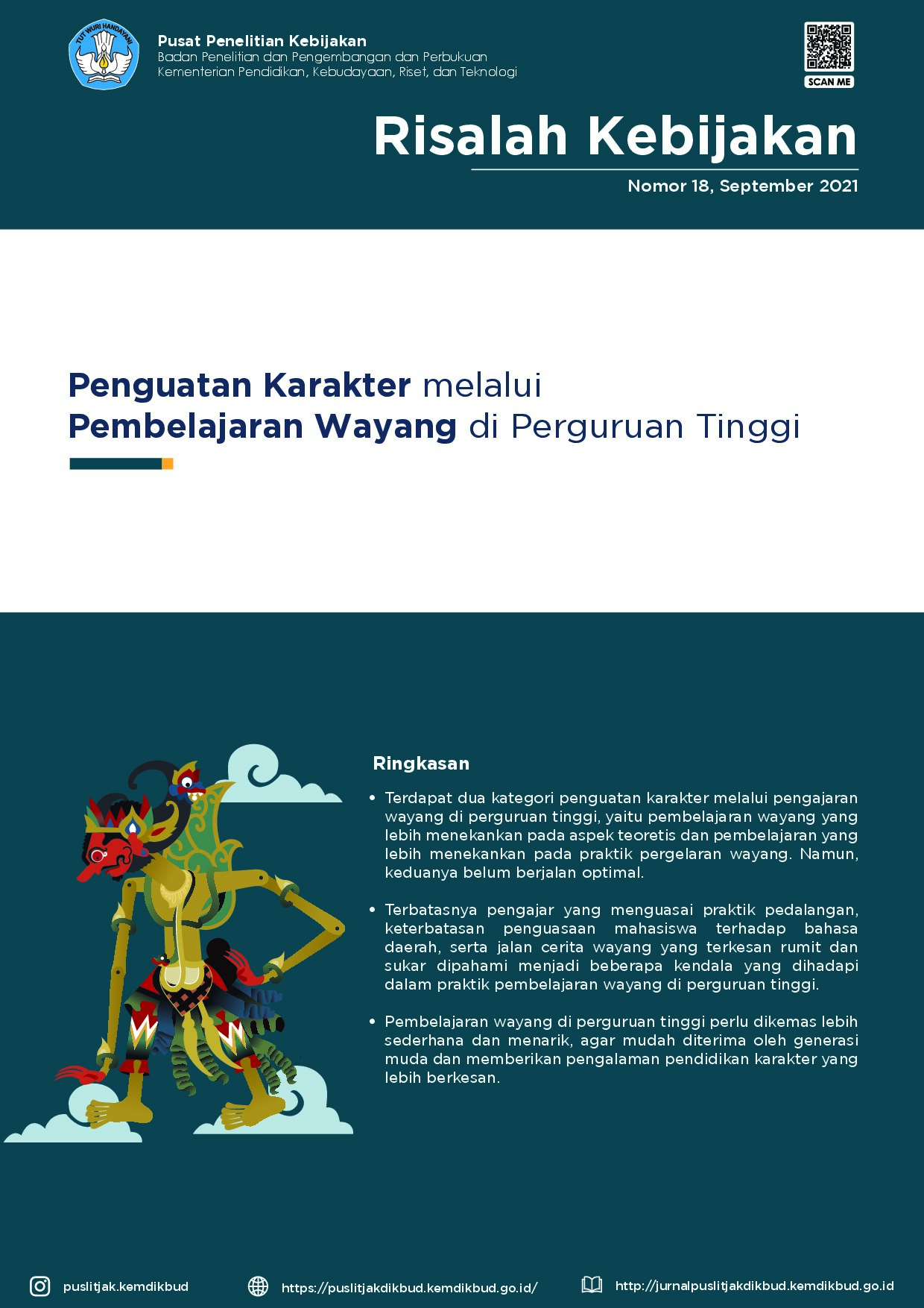 Penguatan karakter melalui Pembelajaran Wayang di Perguruan Tinggi