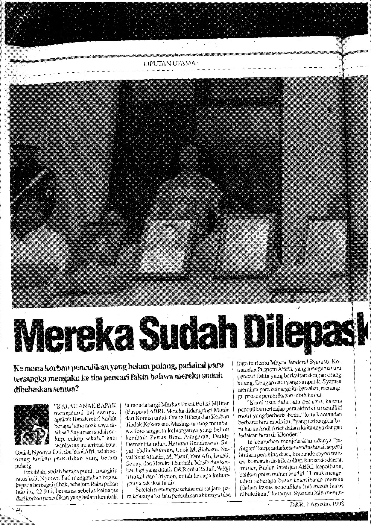 Kliping MEREKA SUDAH DILEPASKAN KATA TERSANGKA