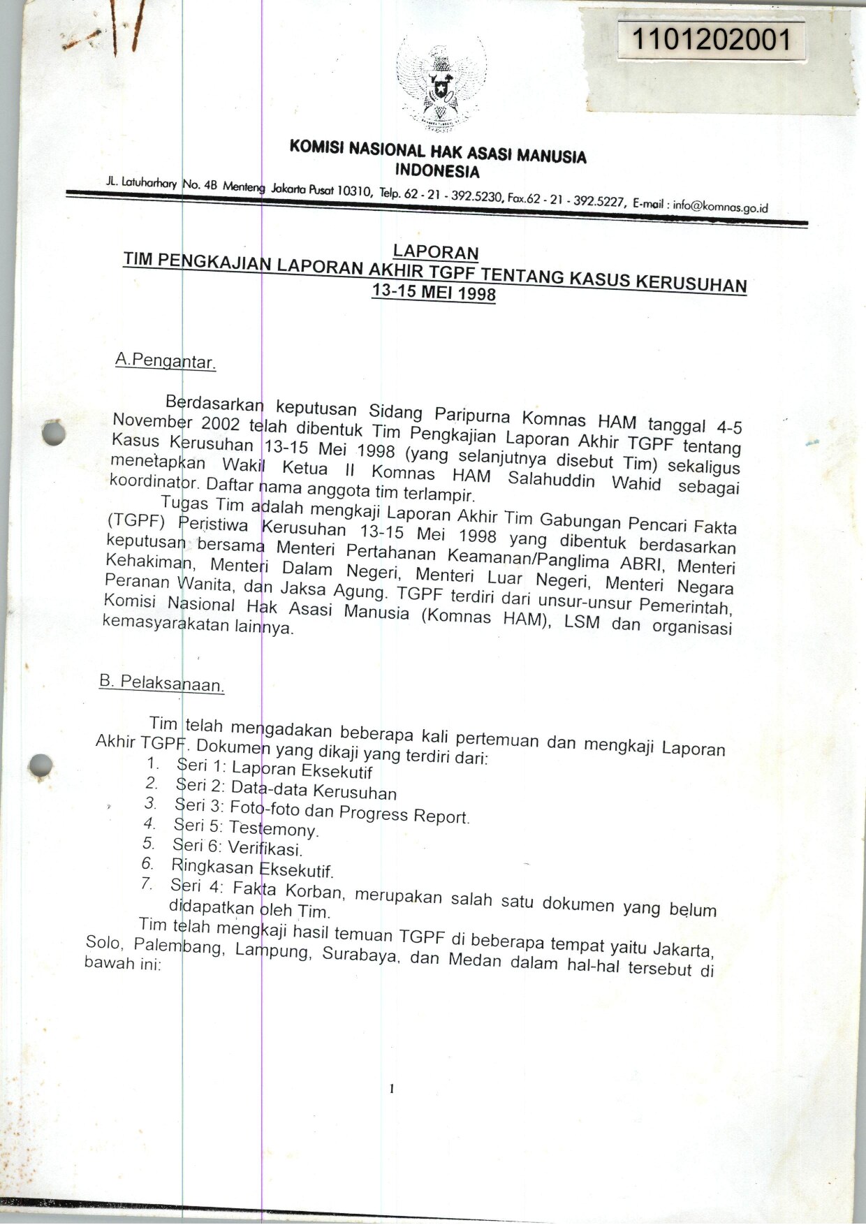 Laporan Tim Pengkajian Akhir TGPF Tentang Kasus Kerusuhan 13-15 Mei 1998