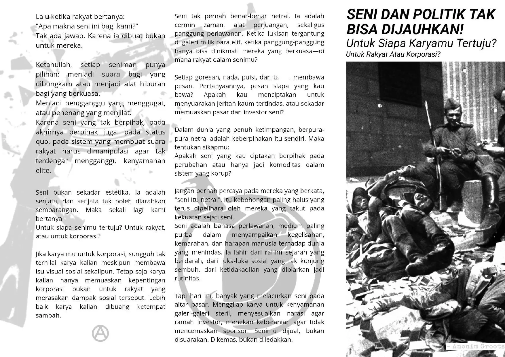 Seni dan Politik Tak Bisa Dijauhkan