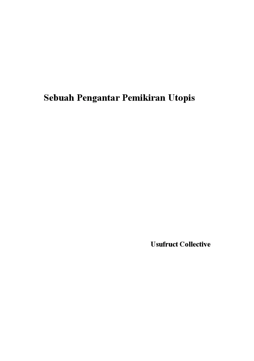 Sebuah Pengantar Pemikiran Utopis