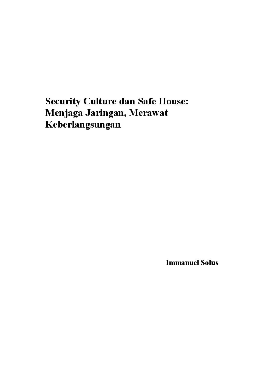 Security Culture dan Safe House: Menjaga Jaringan, Merawat Keberlangsungan