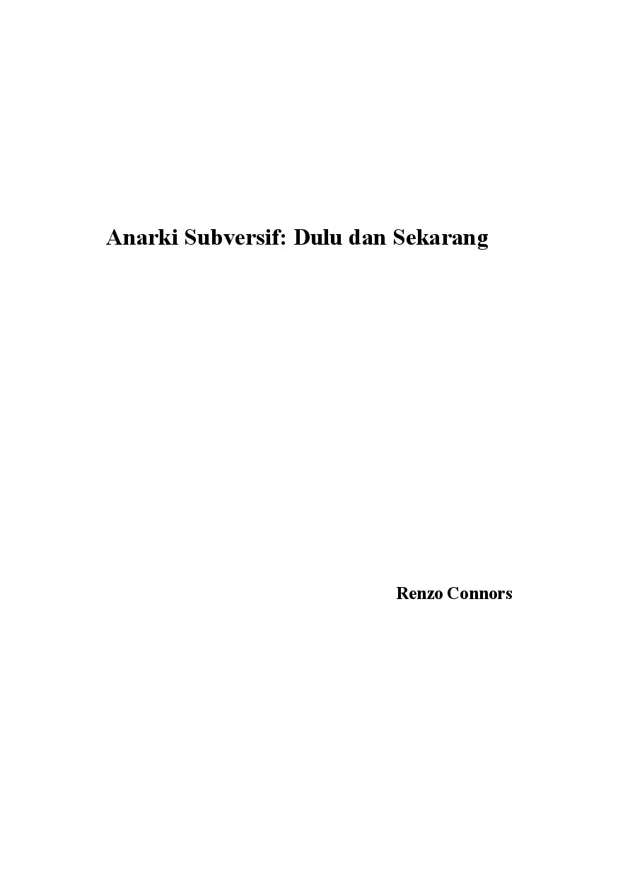 Anarki Subversif: Dulu dan Sekarang