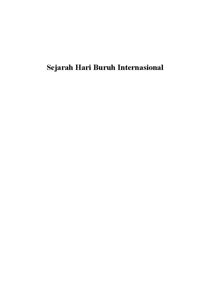 Sejarah Hari Buruh Internasional