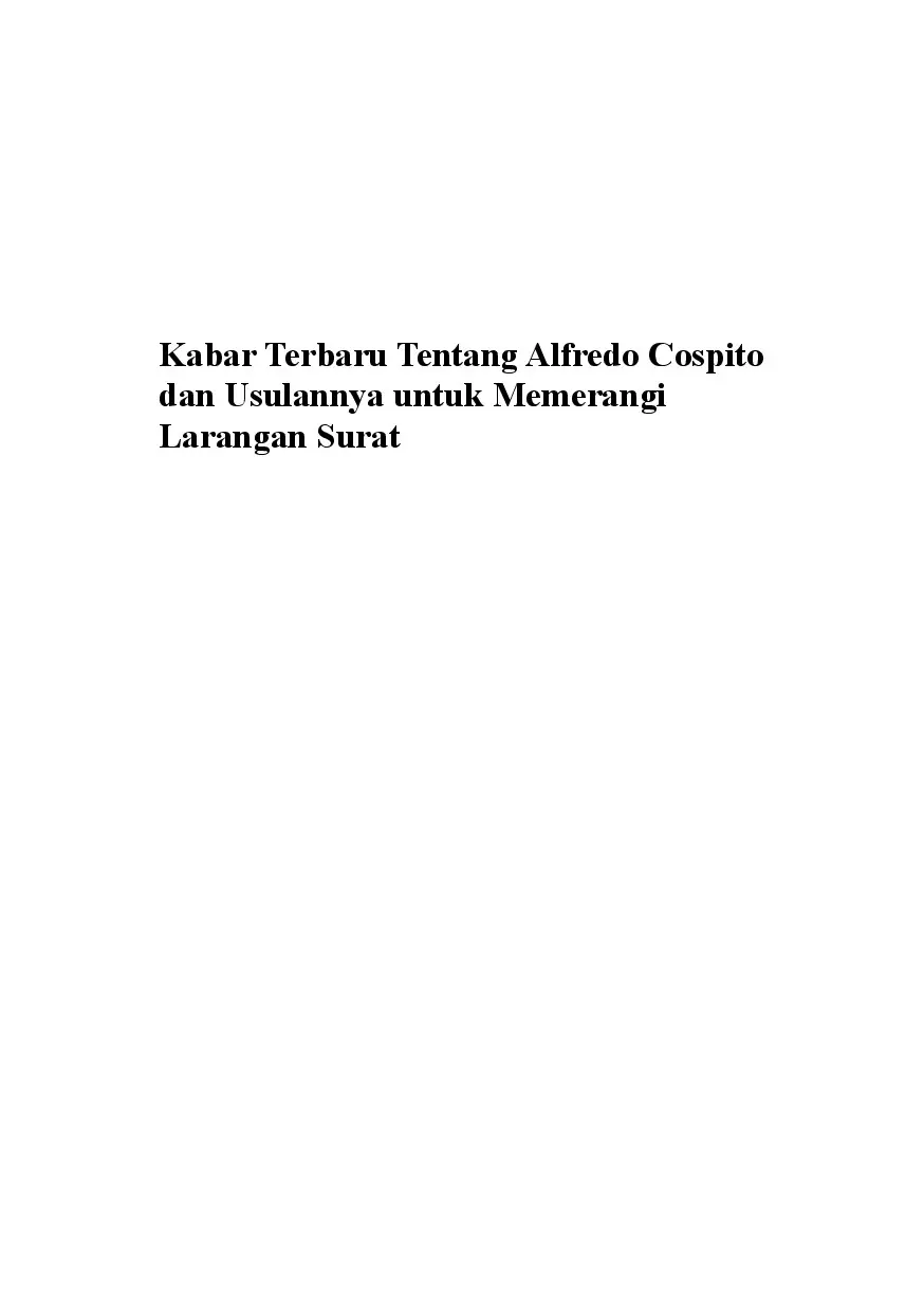 Kabar Terbaru tentang Alfredo Cospito dan Usulannya untuk Memerangi Larangan Surat