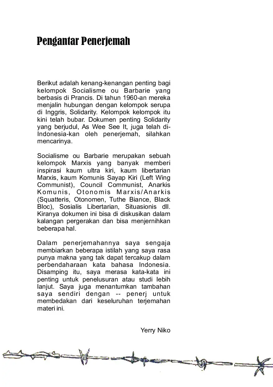 Socialisme Ou Barbarie: Sebuah Kelompok Revolusioner Prancis 1949 1965