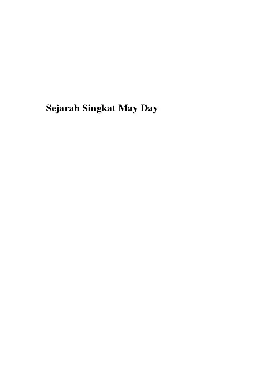Sejarah Singkat May Day