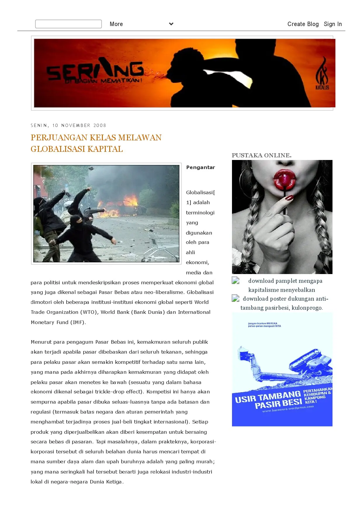 Perjuangan Kelas Melawan Globalisasi Kapital