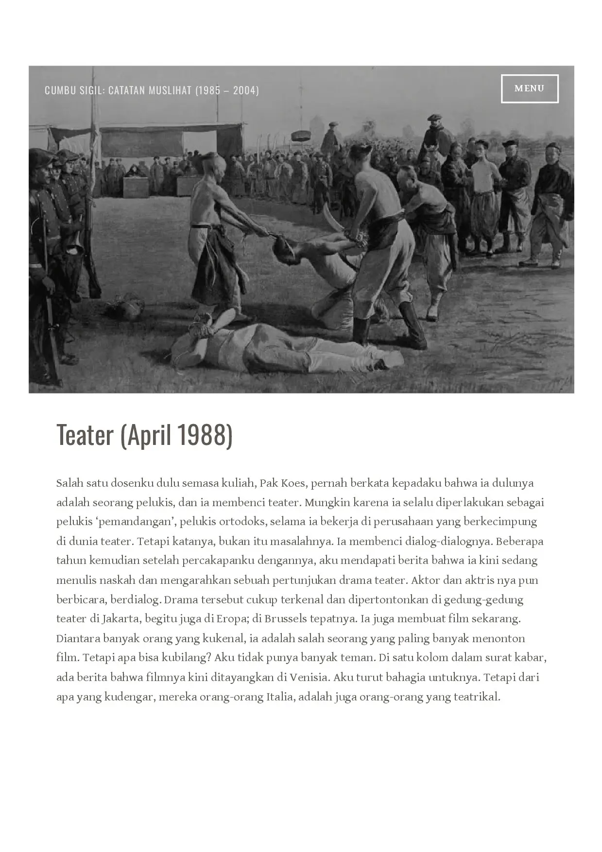 Teater (April 1988) – Cumbu Sigil: Catatan Muslihat (1985 – 2004)