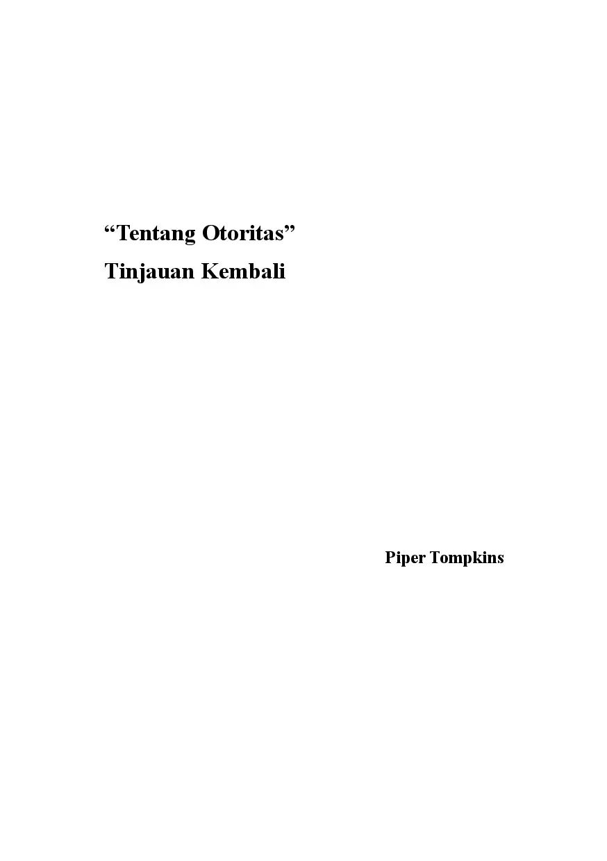 "Tentang Otoritas": Tinjauan Kembali