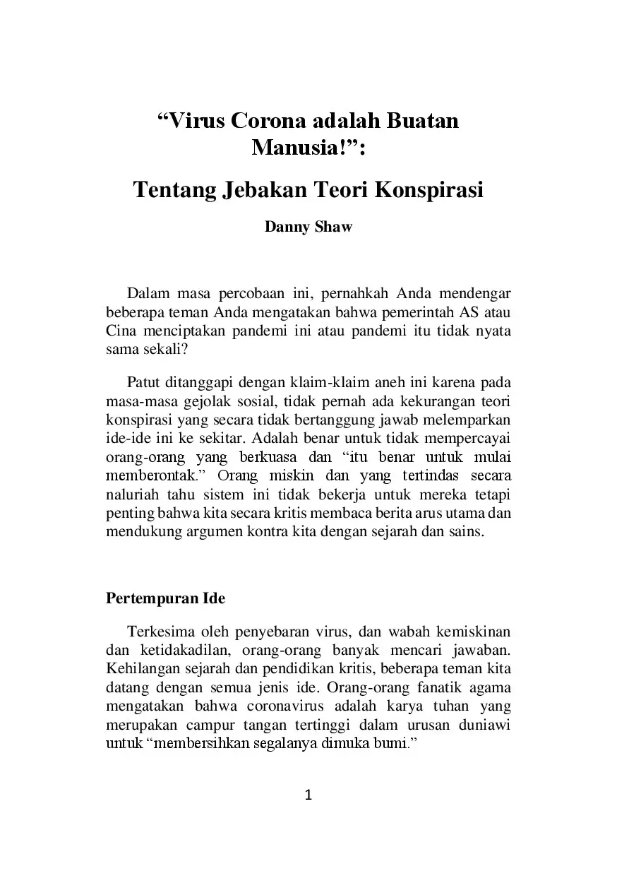 “Virus Corona adalah Buatan  Manusia!”: Tentang Jebakan Teori Konspirasi