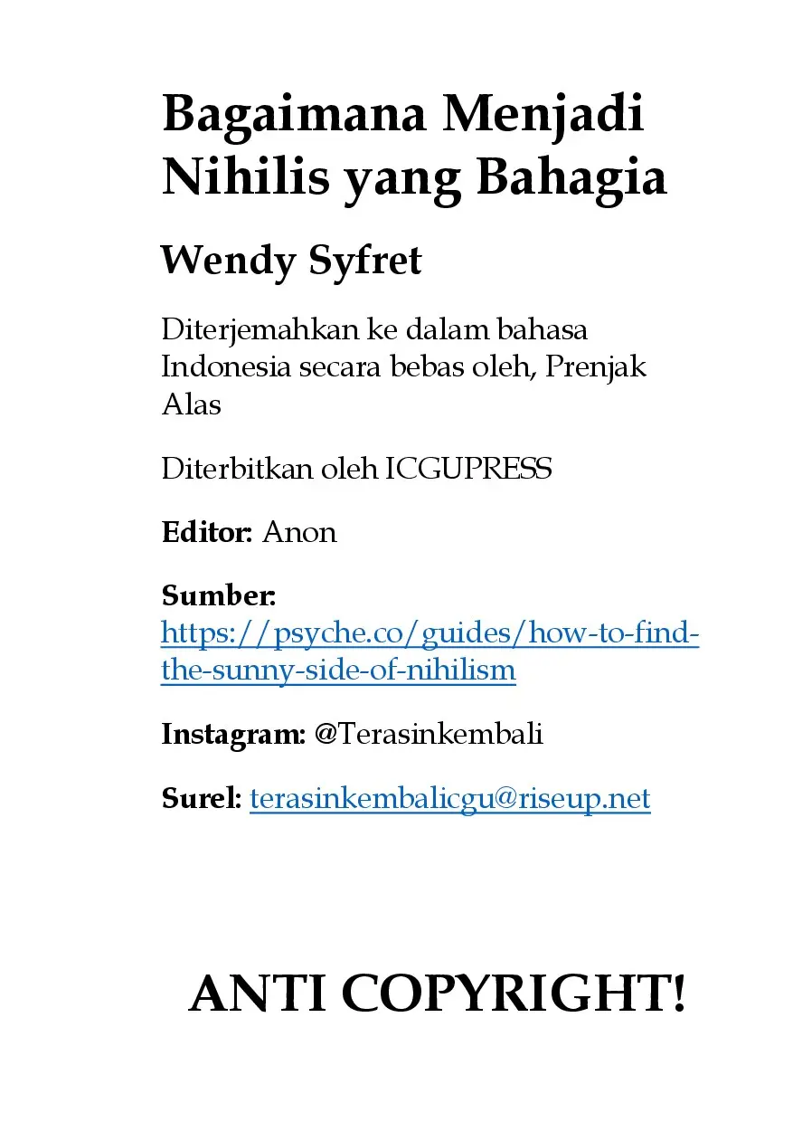 Bagaimana Menjadi Nihilis yang Bahagia