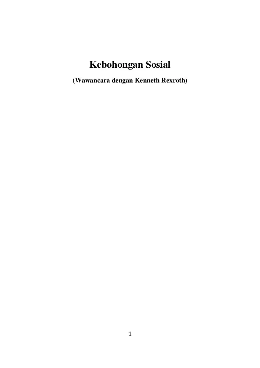 Kebohongan Sosial (Wawancara dengan Kenneth Rexroth)