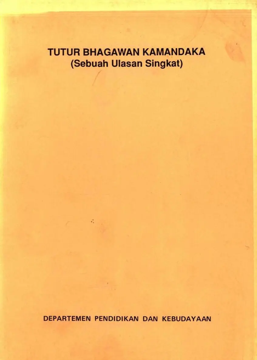 Tutur Bhagawan Kamandaka: sebuah ulasan singkat