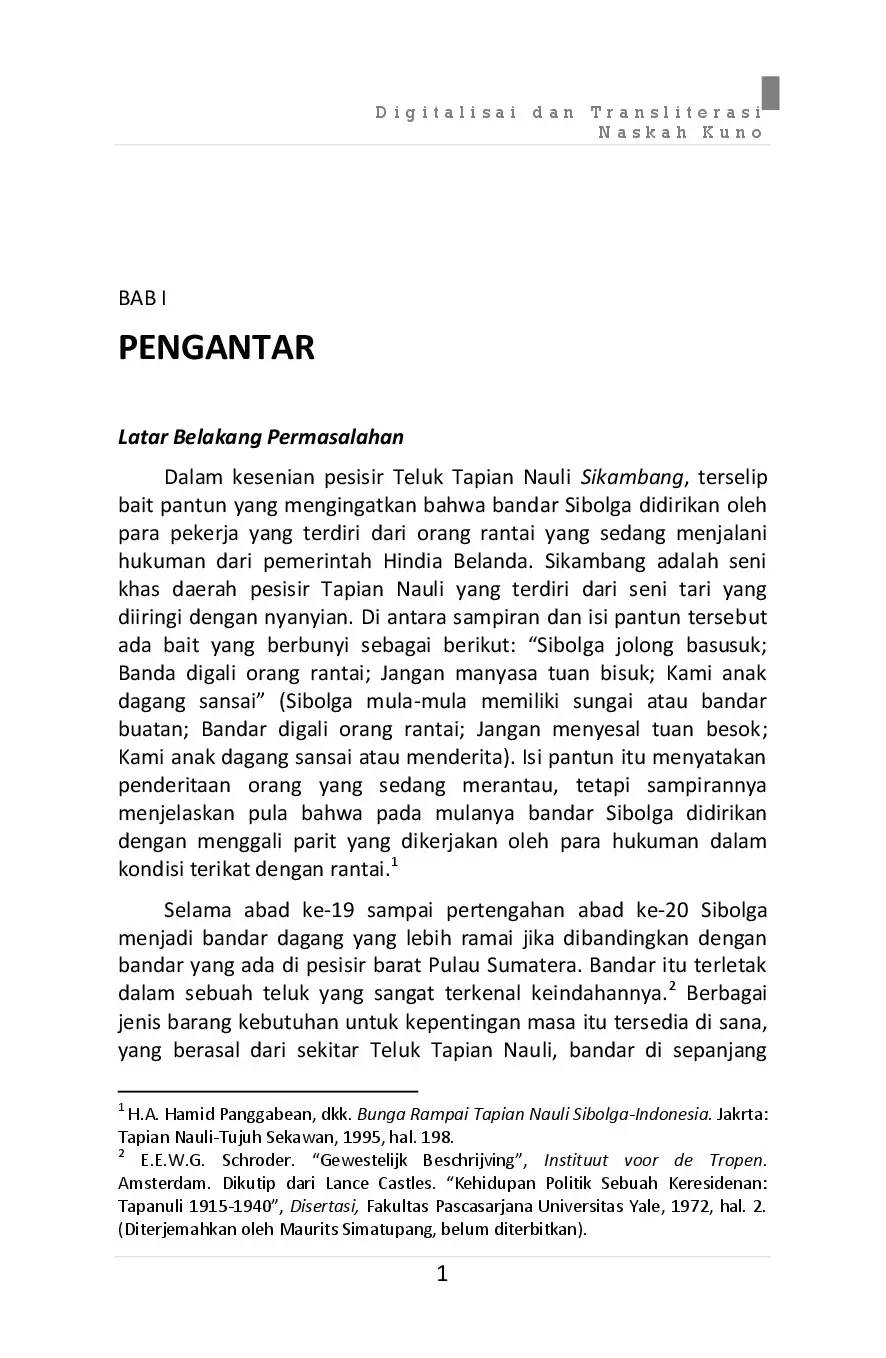 Digitalisasi dan transliterasi naskah kuno di Provinsi Sumatera Barat