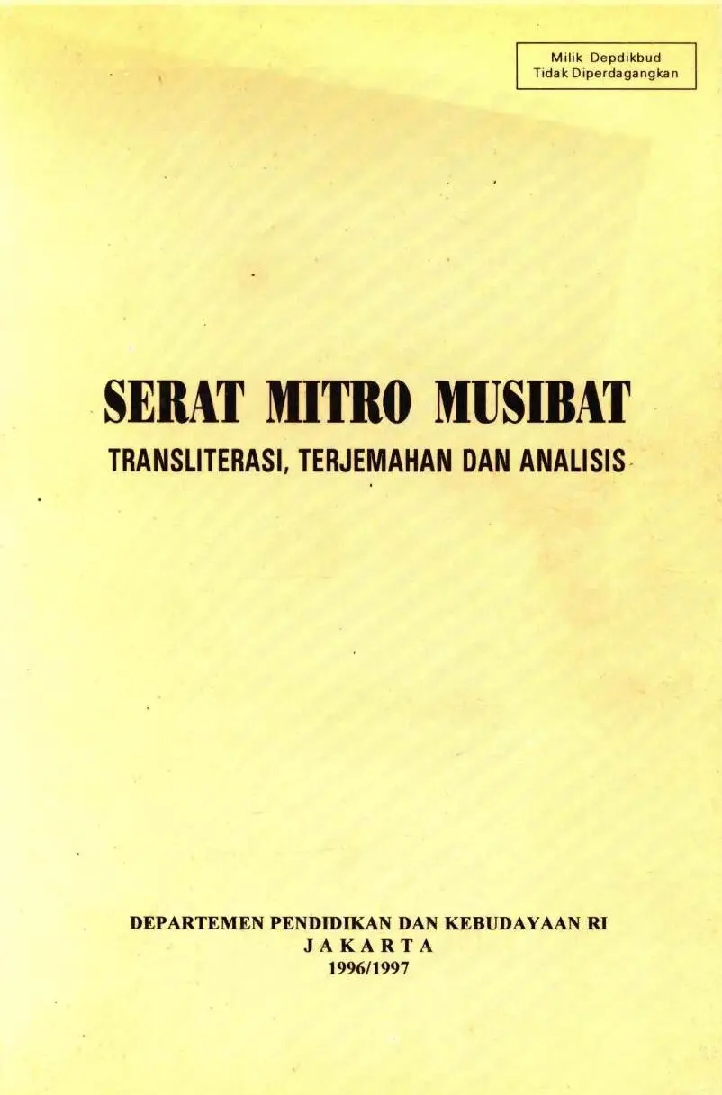 Serat mitro musibat: transliterasi terjemahan dan analisis