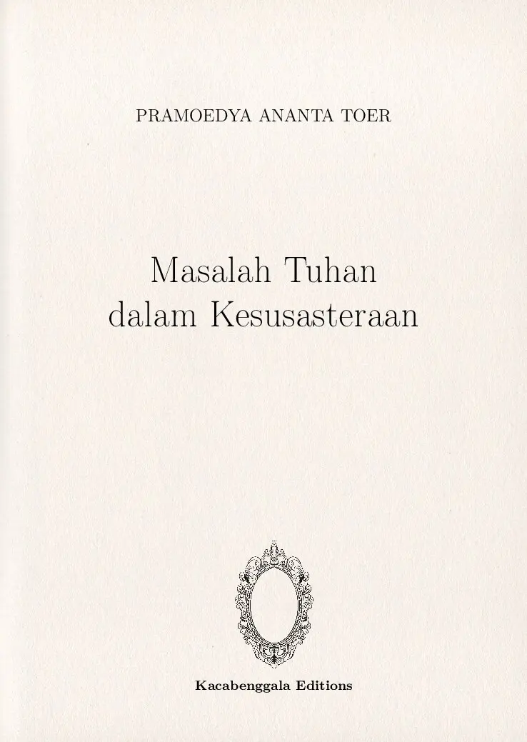 Masalah Tuhan dalam Kesusasteraan
