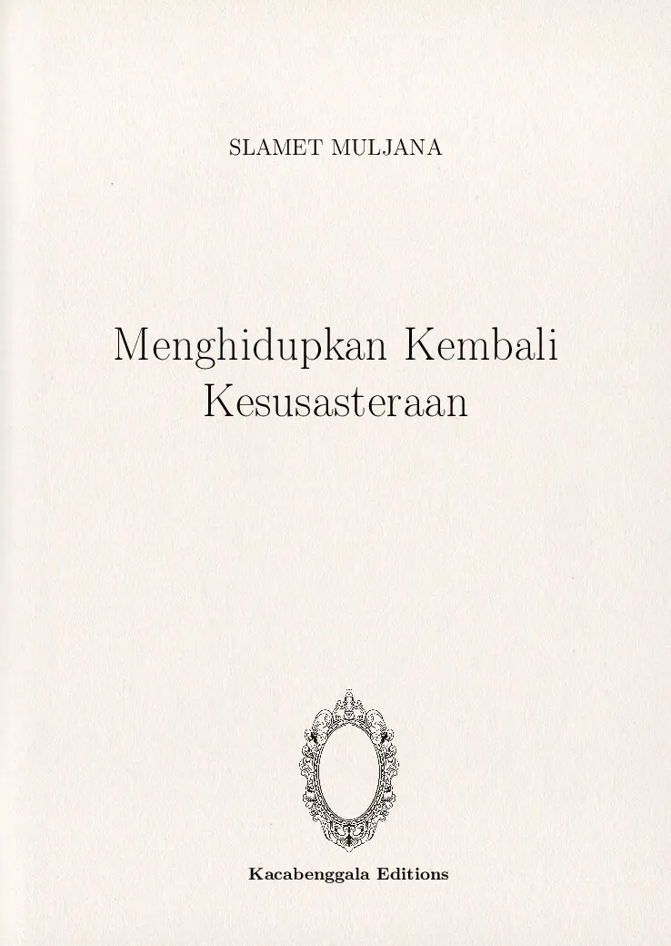 Menghidupkan Kembali Kesusasteraan