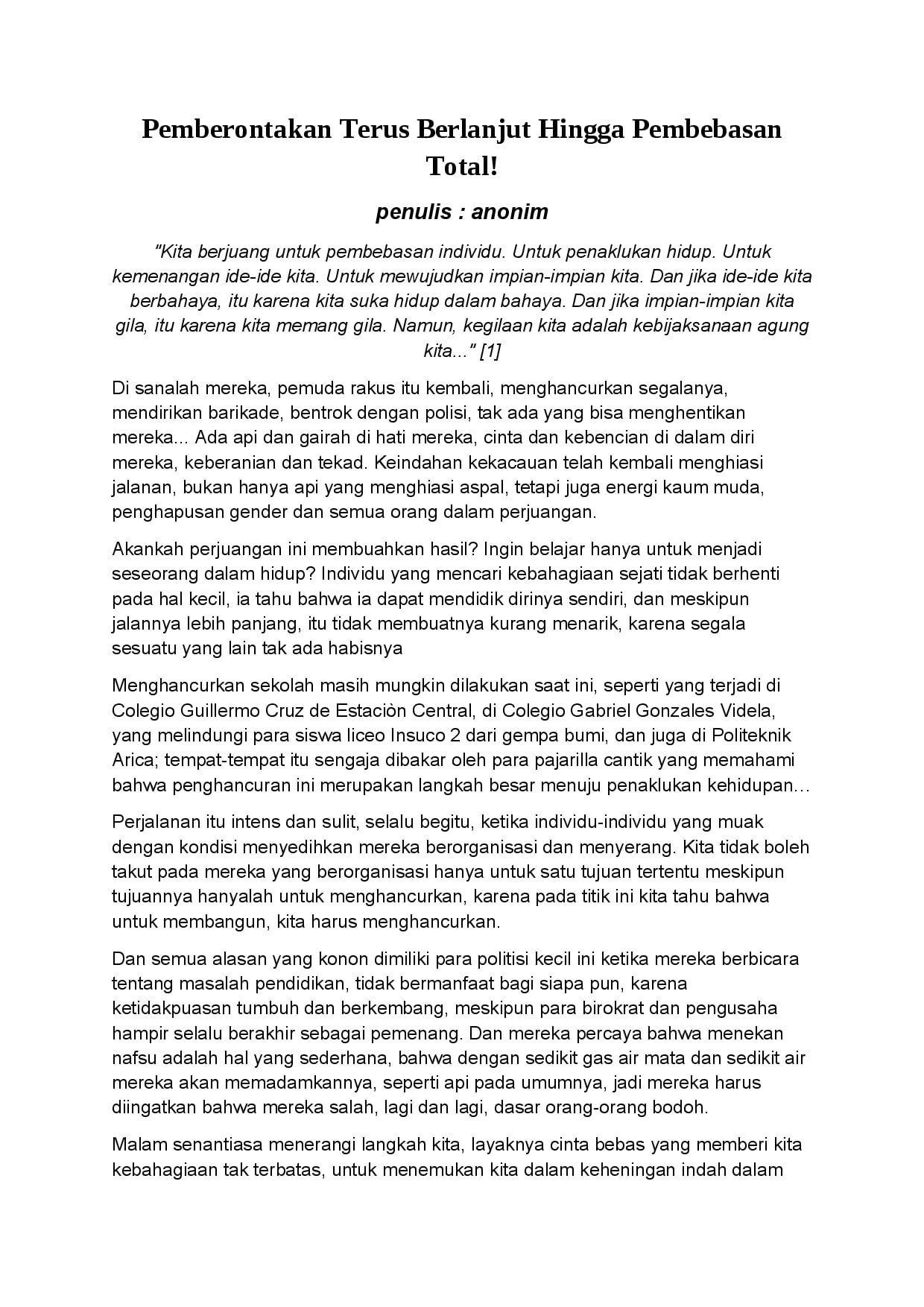 Pemberontakan Terus Berlanjut Hingga Pembebasan Total