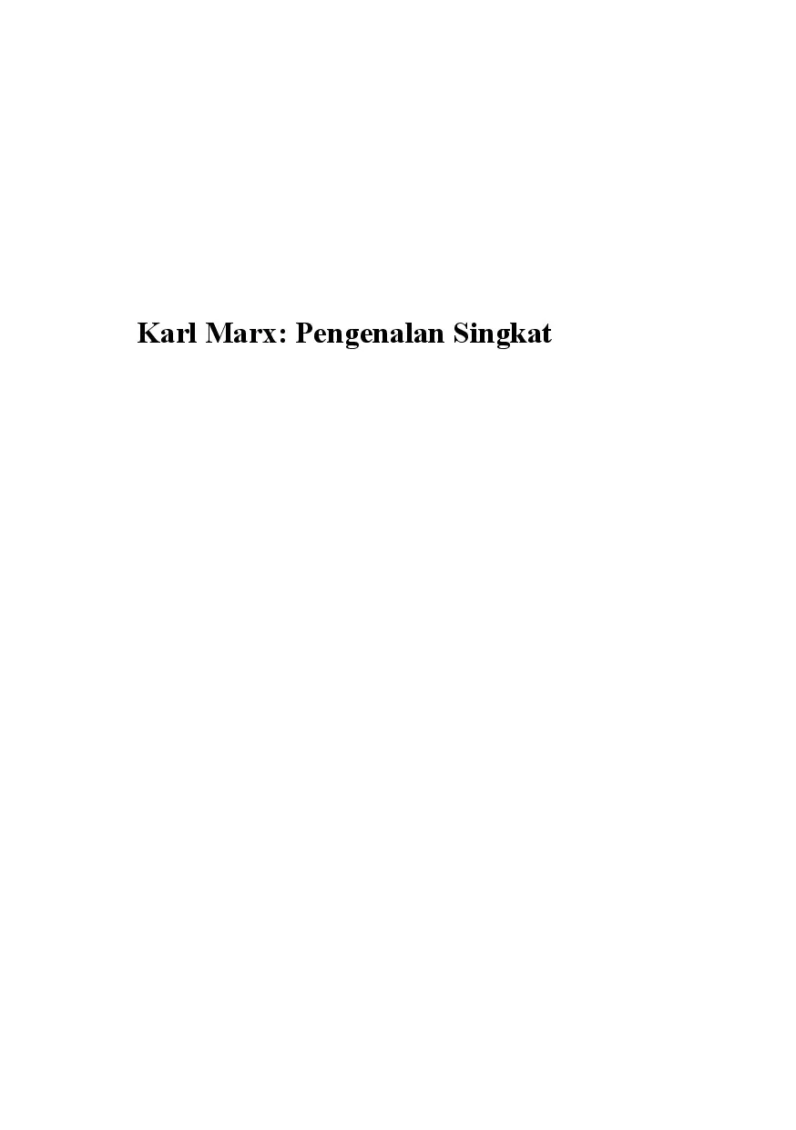 Karl Marx: Pengenalan Singkat