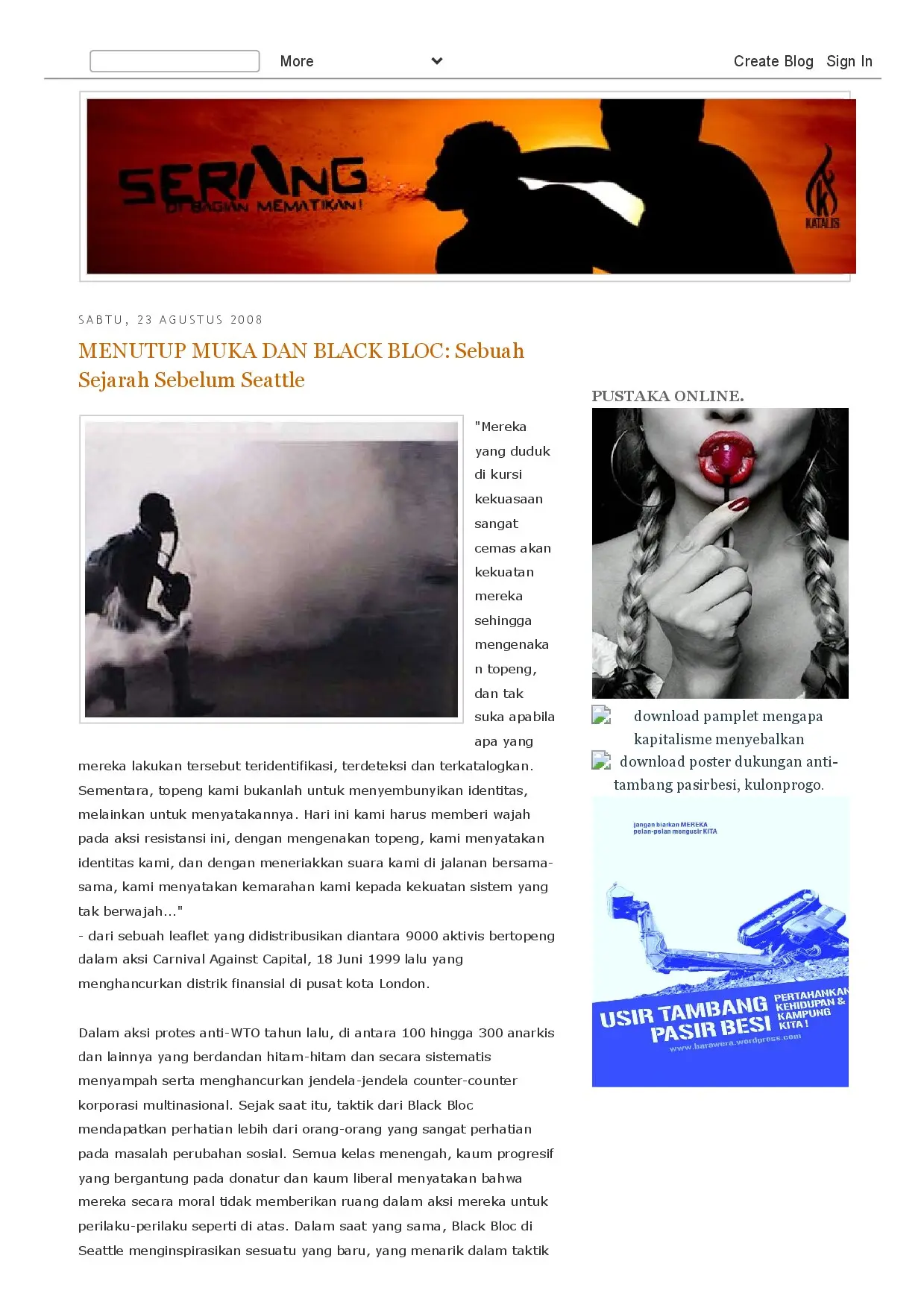 Menutup Muka dan Black Bloc: Sebuah Sejarah Sebelum Seattle