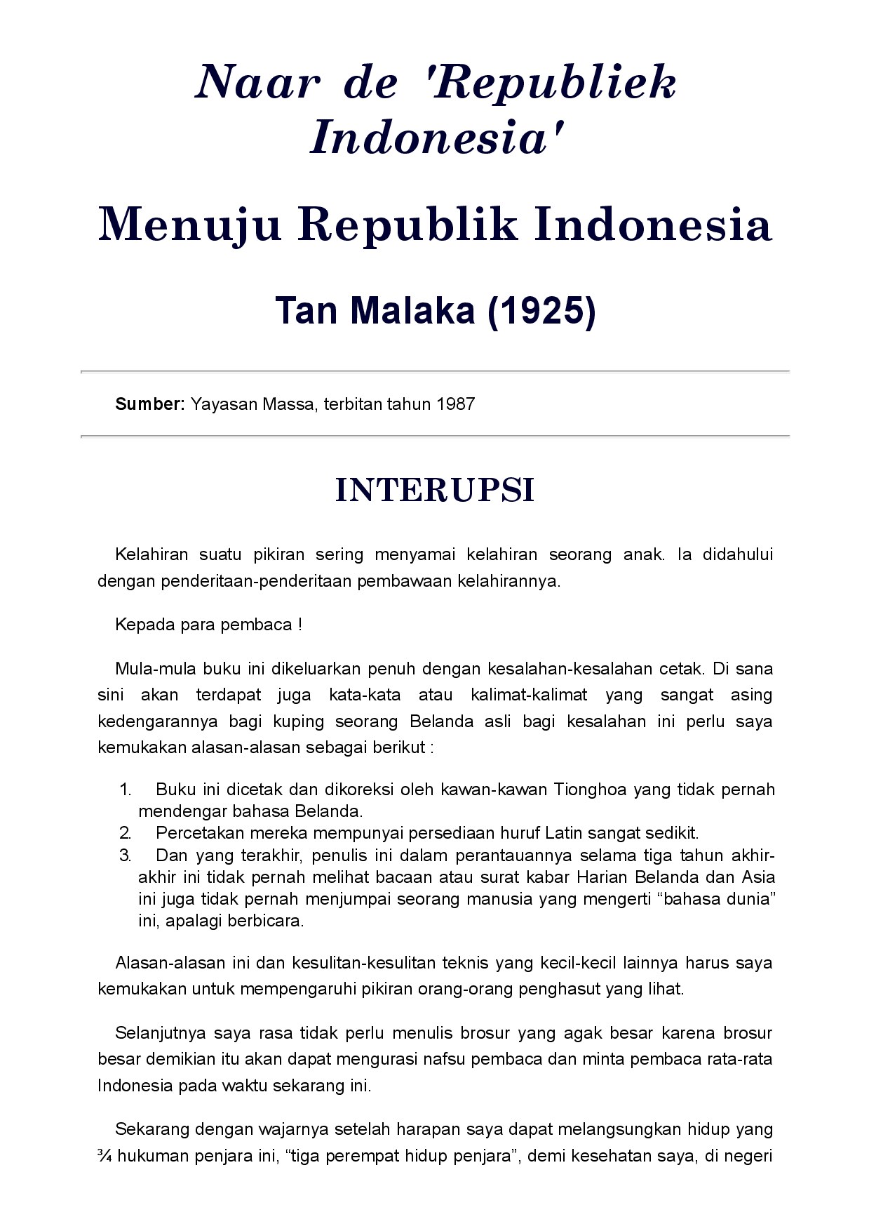 Naar de Republiek Indonesia: Menuju Republik Indonesia