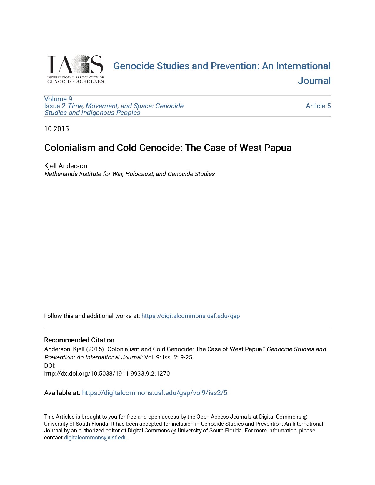 Colonialism and Cold Genocide: The Case of West Papua