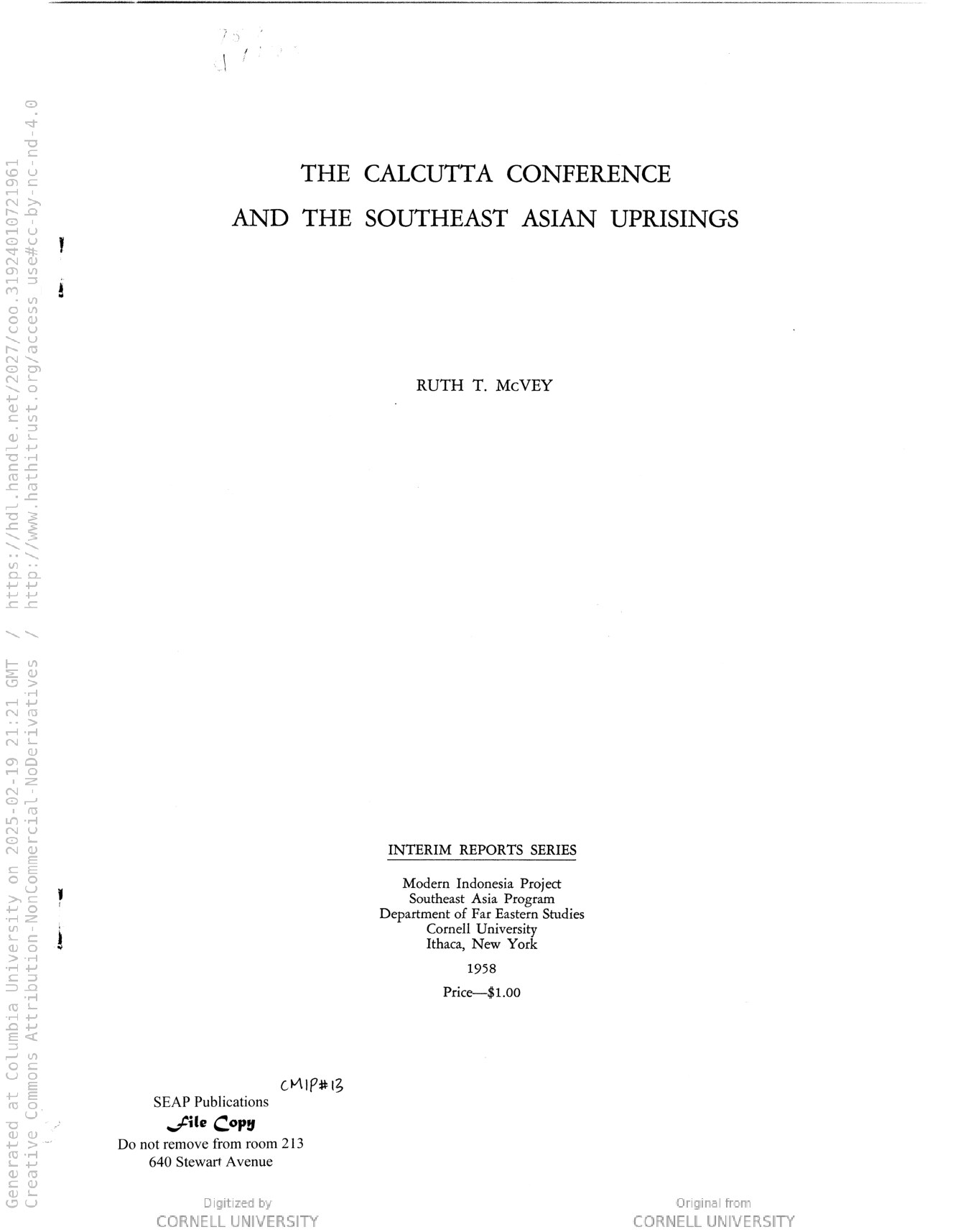 The Calcutta Conference and the Southeast Asian uprisings