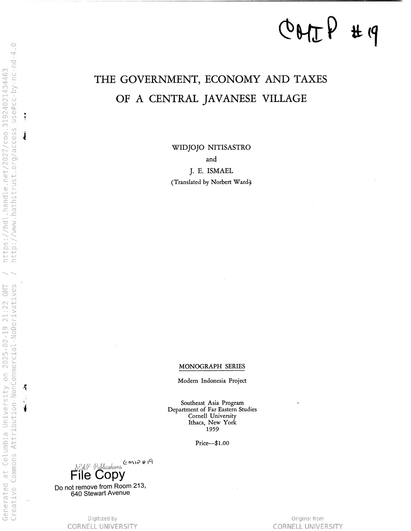 The government, economy, and taxes of a central Javanese village