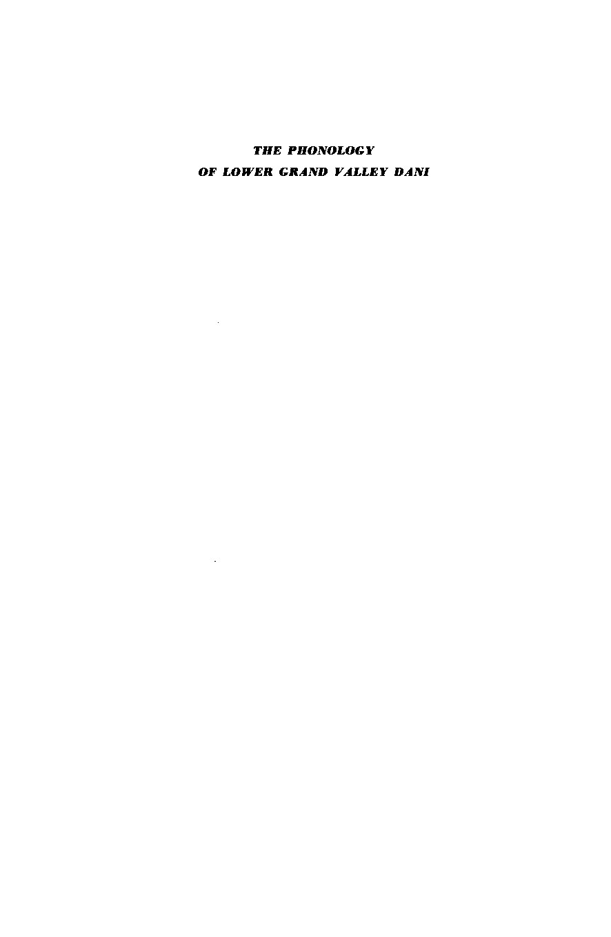 The Phonology of Lower Grand Valley Dani