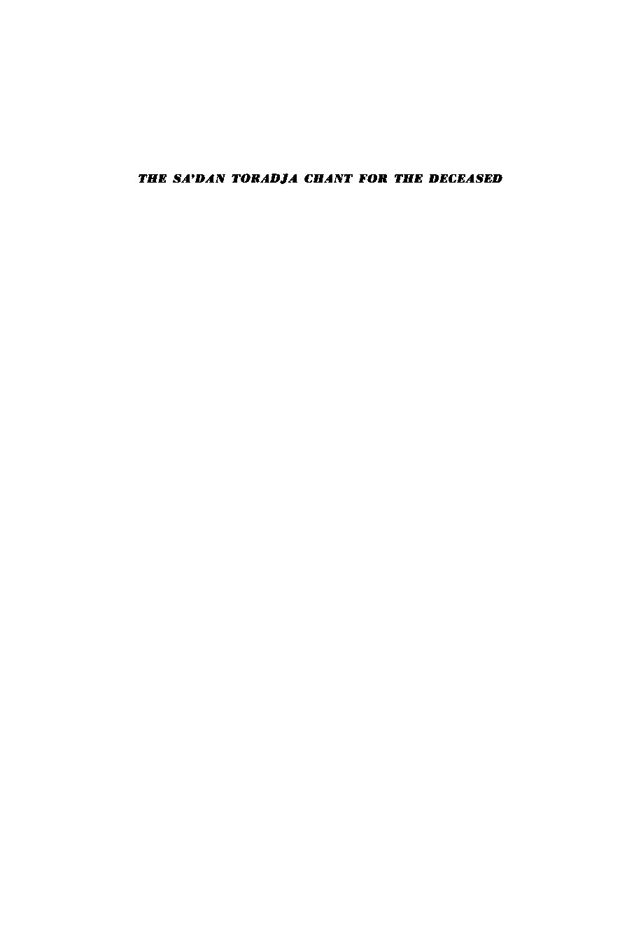 The Sa'dan Toradja Chant for the Deceased