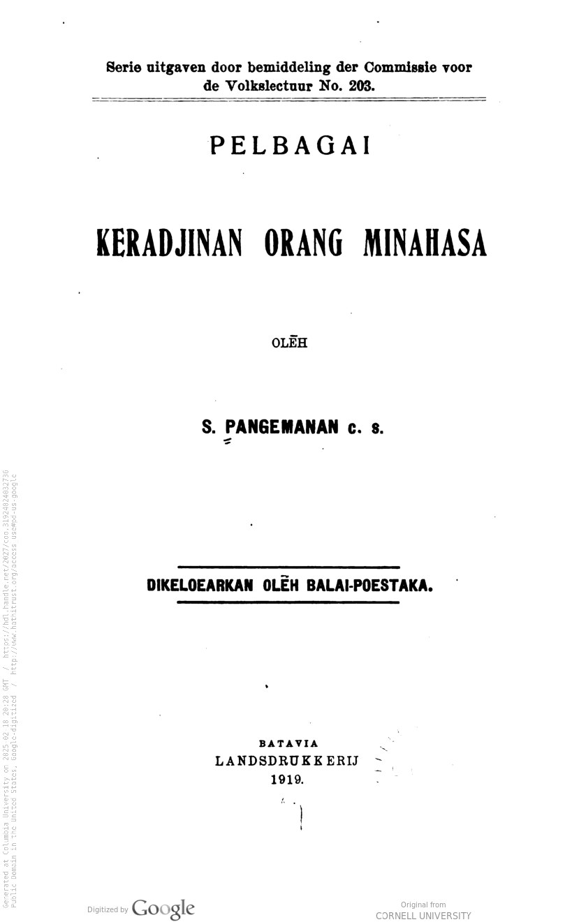 Pelbagai keradjinan orang Minahasa