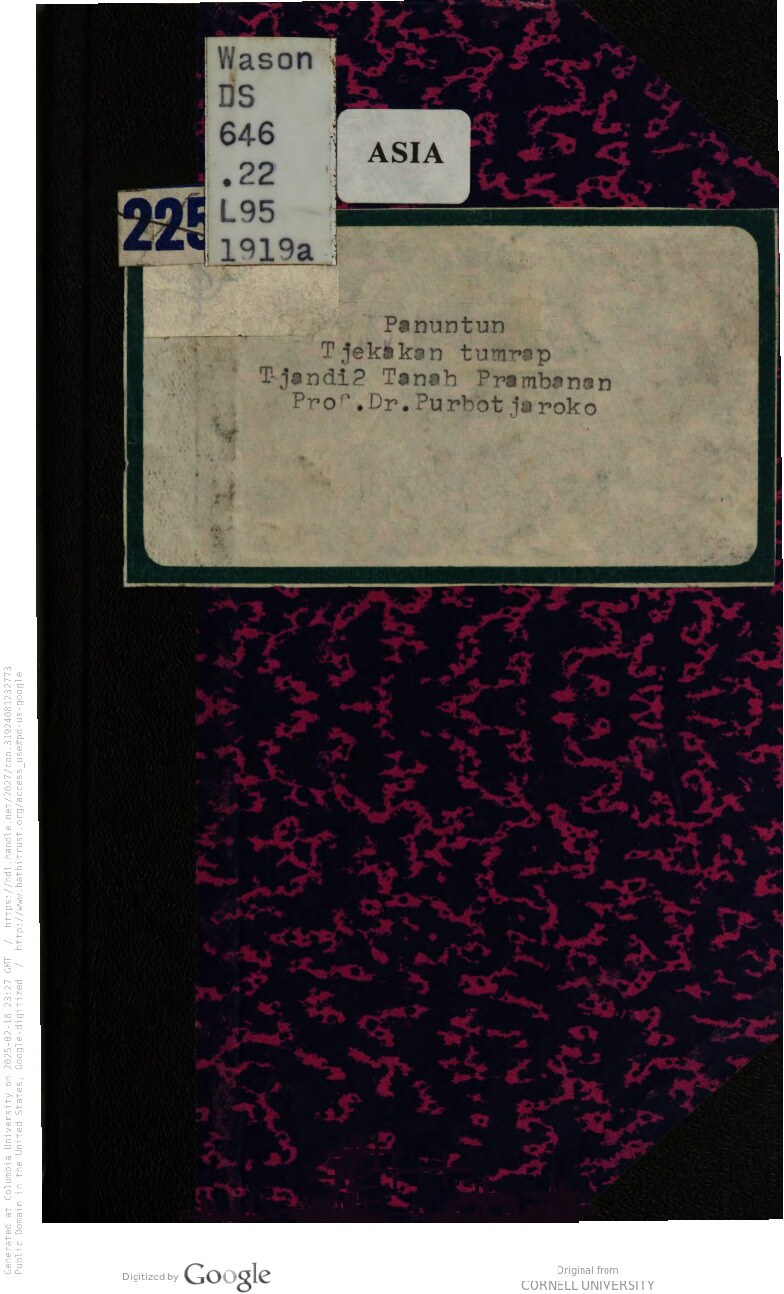 Panuntun tjekakan tumrap tjandi-tjandi ing tanah Prambanan