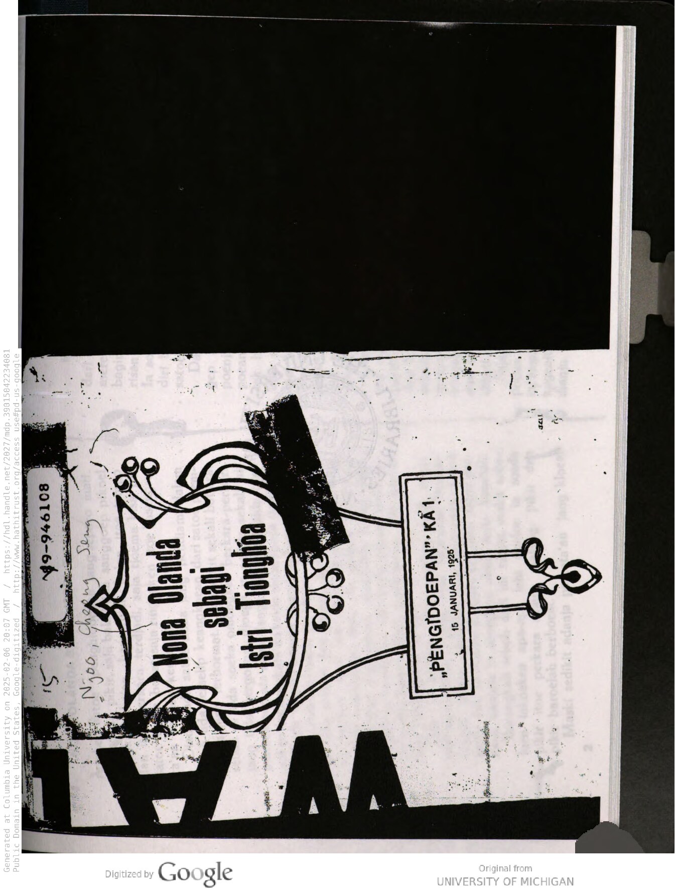 Nona Olanda sebagi istri Tionghoa