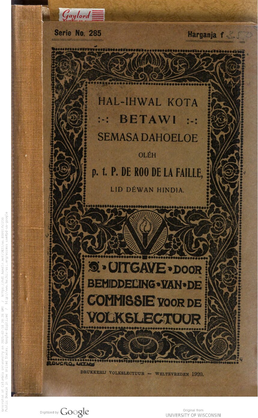 Hal-ihwal kota Betawi semasa dahoeloe