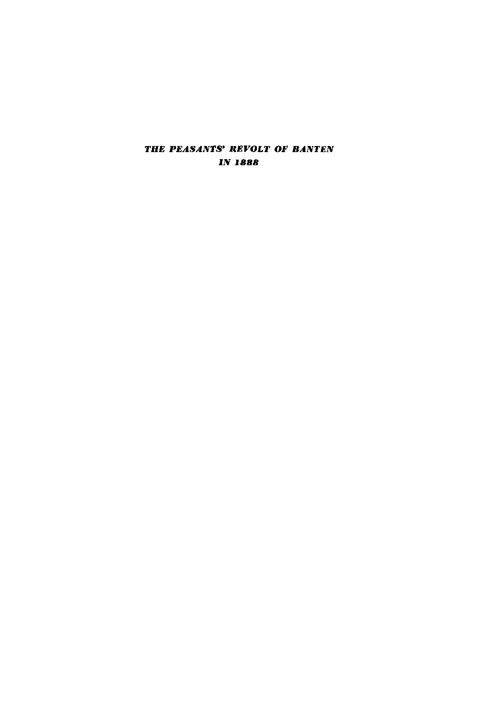 The Peasants' Revolt of Banten in 1888