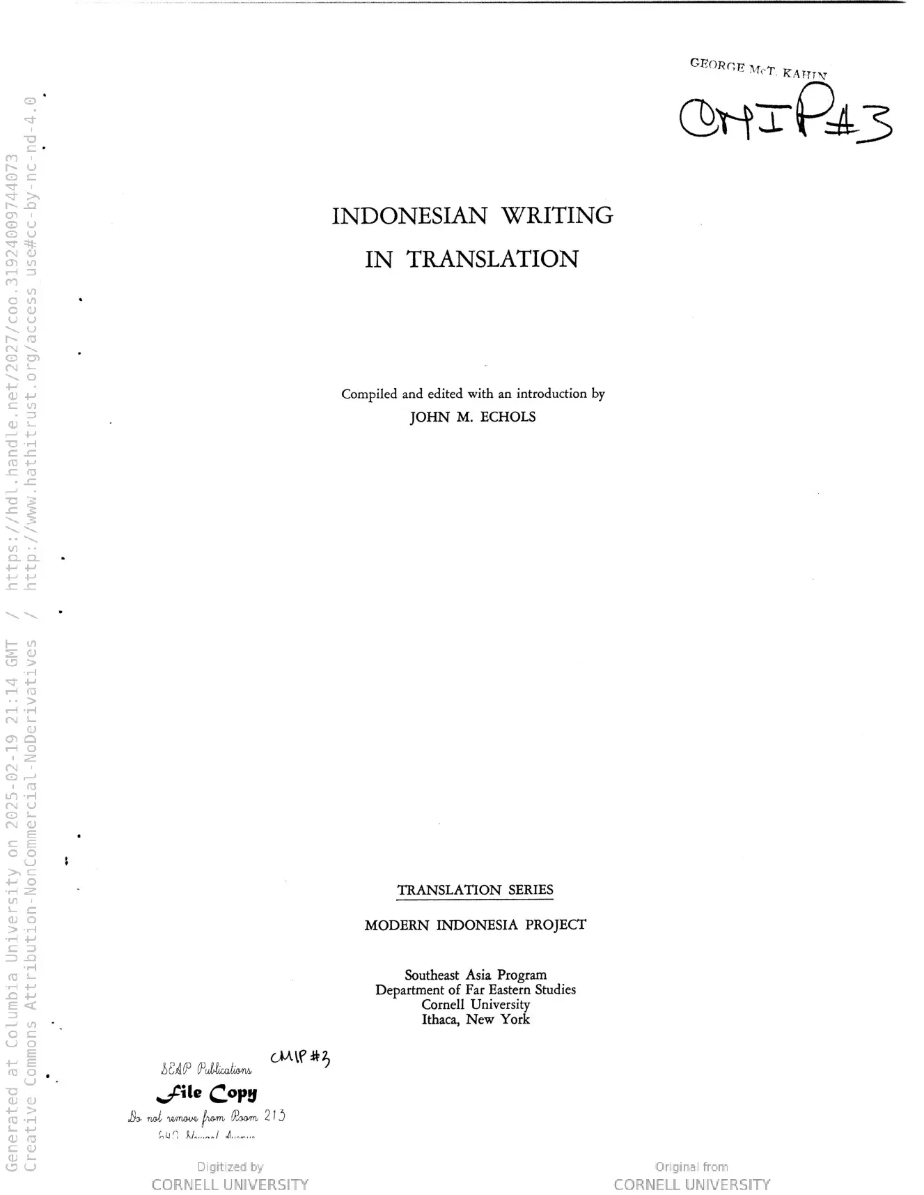 Indonesian writing in translation