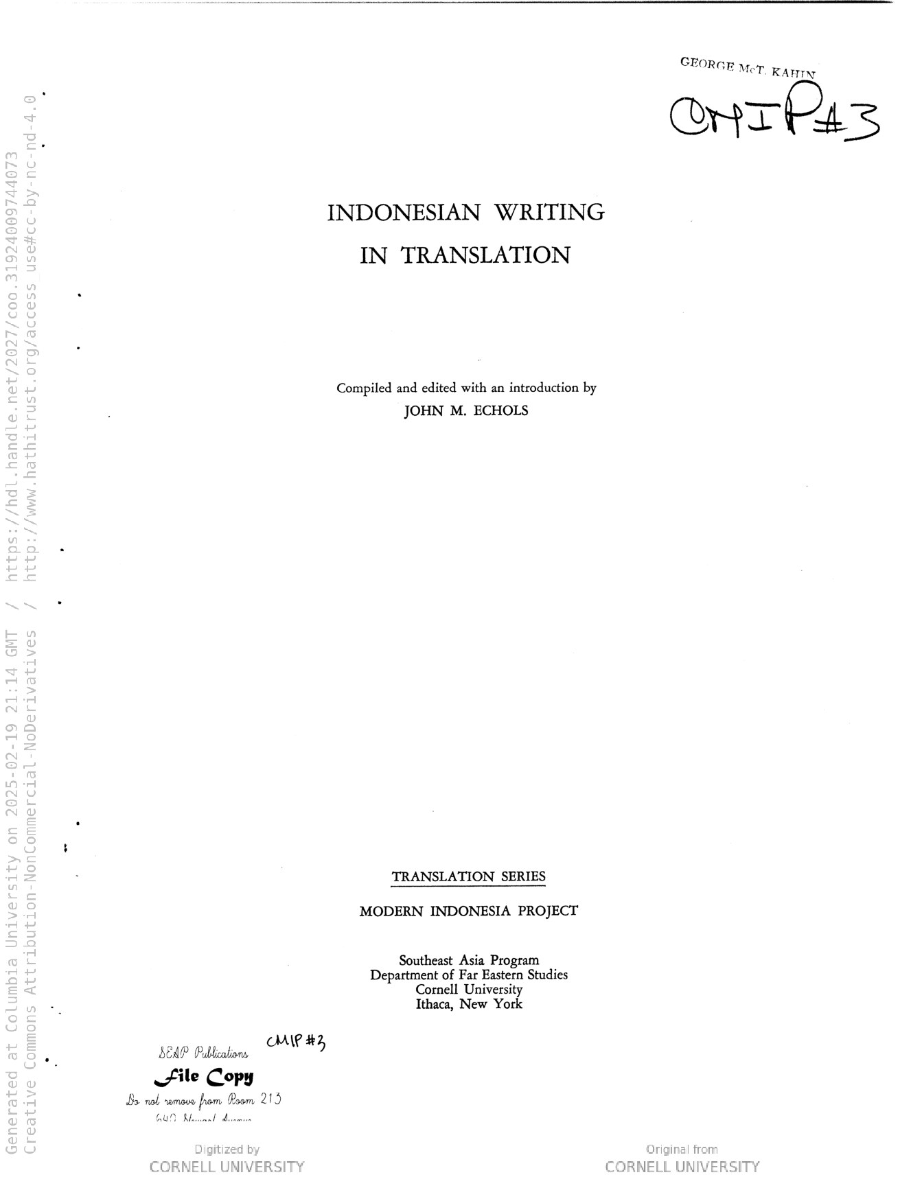 Indonesian writing in translation