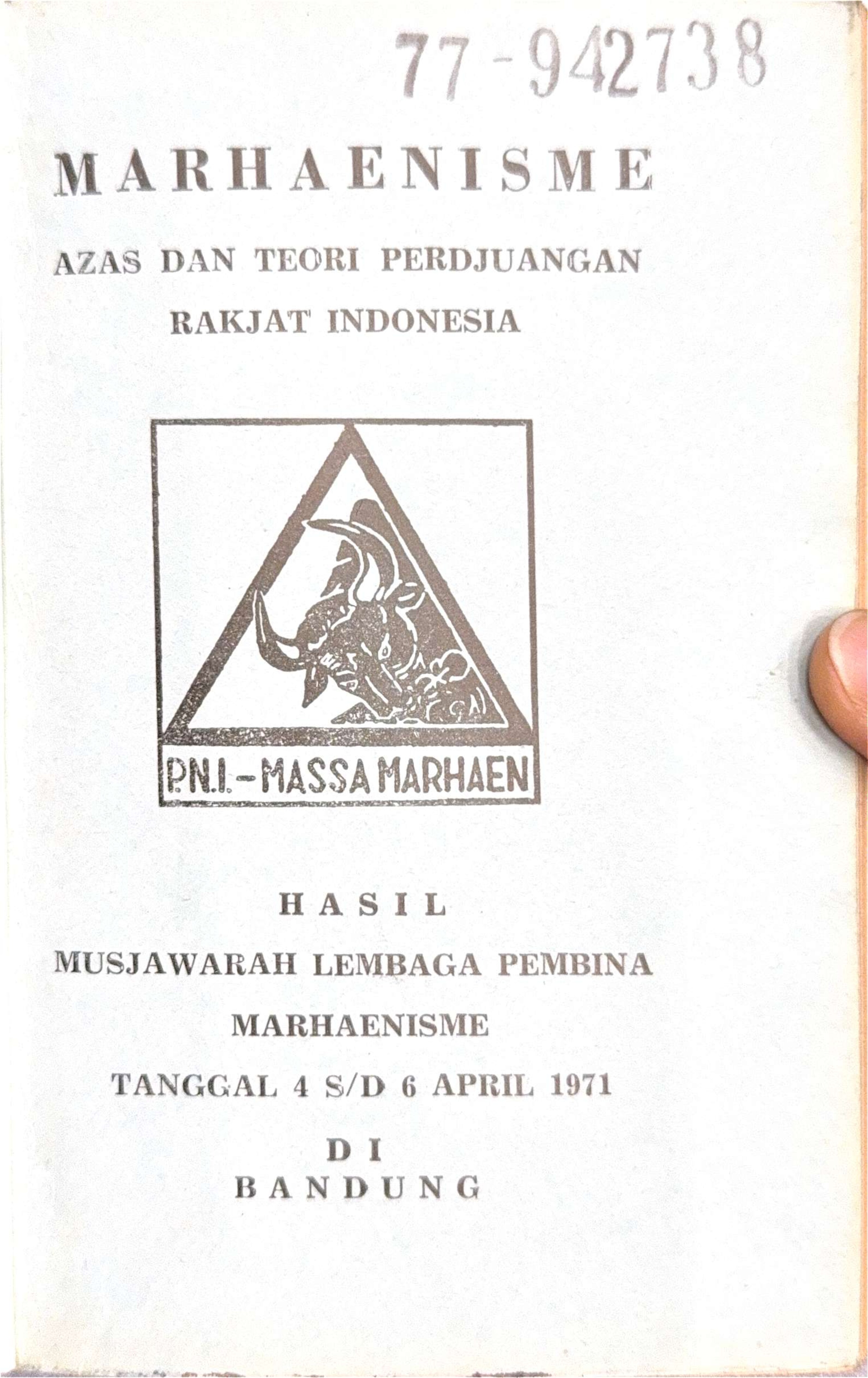 Marhaenisme Azas dan Teori Perdjuangan Rakjat Indonesia