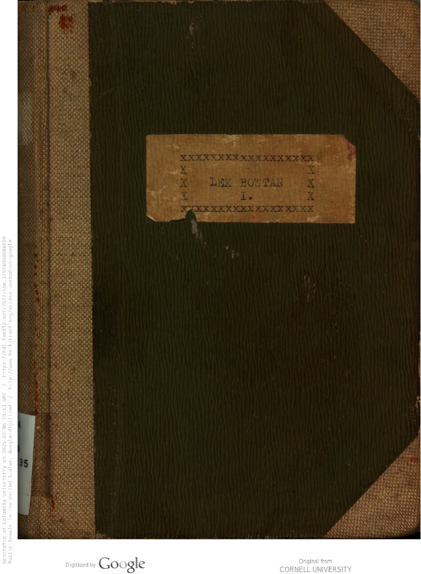 Tjerita Lek Bouwtan, atawa, Satoe siotjia jang keras menanggoeng tjinta / ditjeritaken oleh Tjan Tjing Tjong