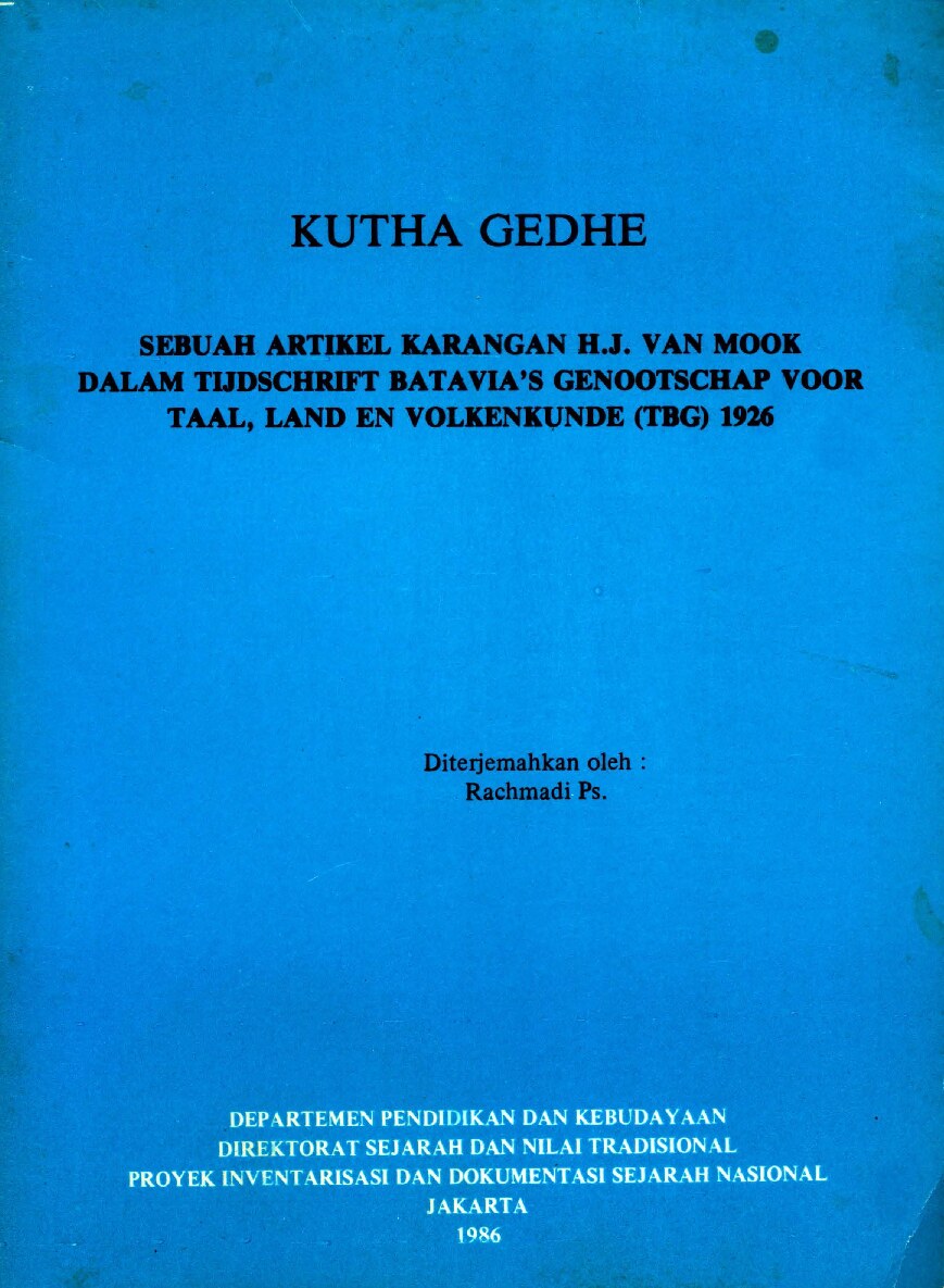 Kutha Gedhe Sebuah Artikel Karangan H.J. Van Mook TBG 1926.tif