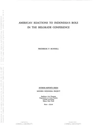 American Reactions to Indonesia's Role in the Belgrade Conference (Cornell Modern Indonesia Collection)