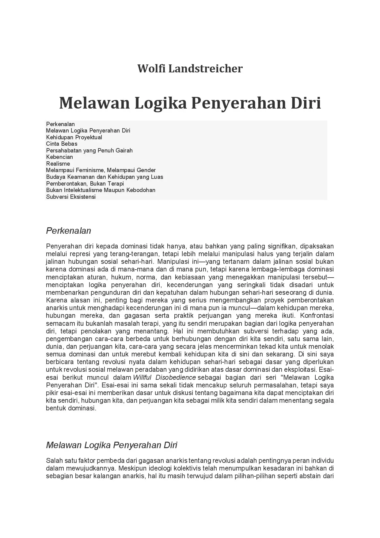 Melawan Logika Penyerahan Diri