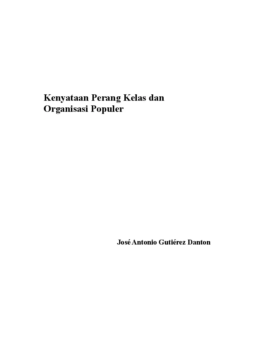 Kenyataan Perang Kelas dan Organisasi Populer