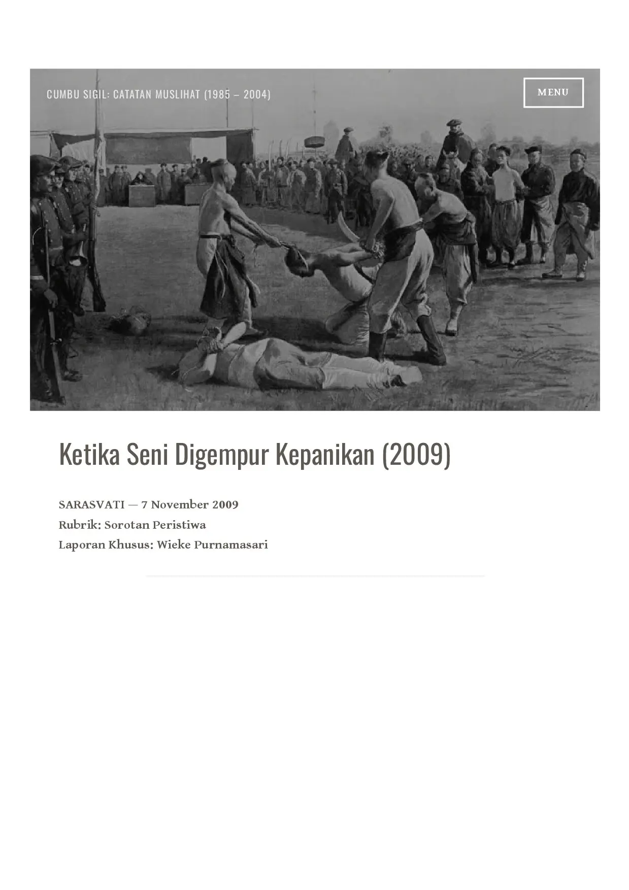 Ketika Seni Digempur Kepanikan (2009)