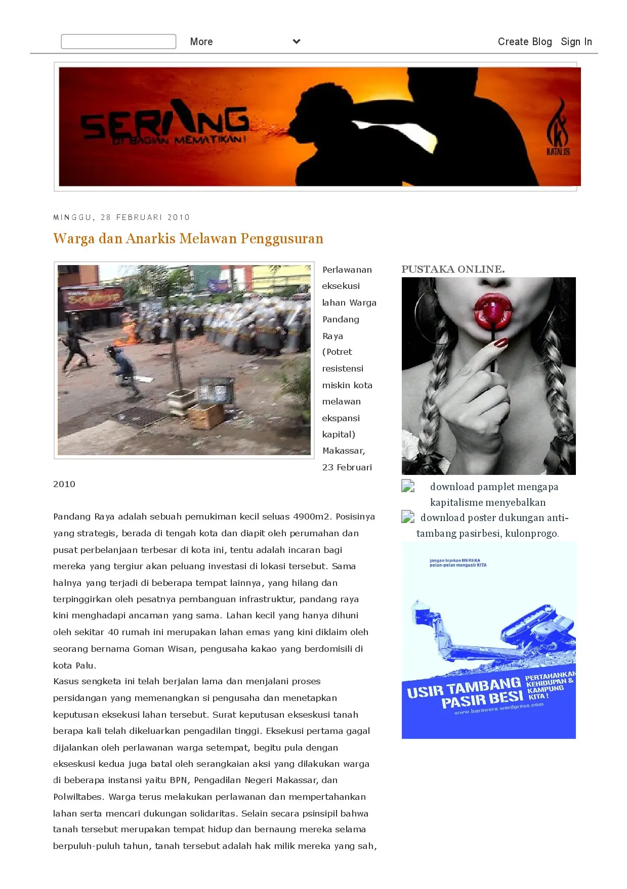 Warga dan Anarkis Melawan Penggusuran