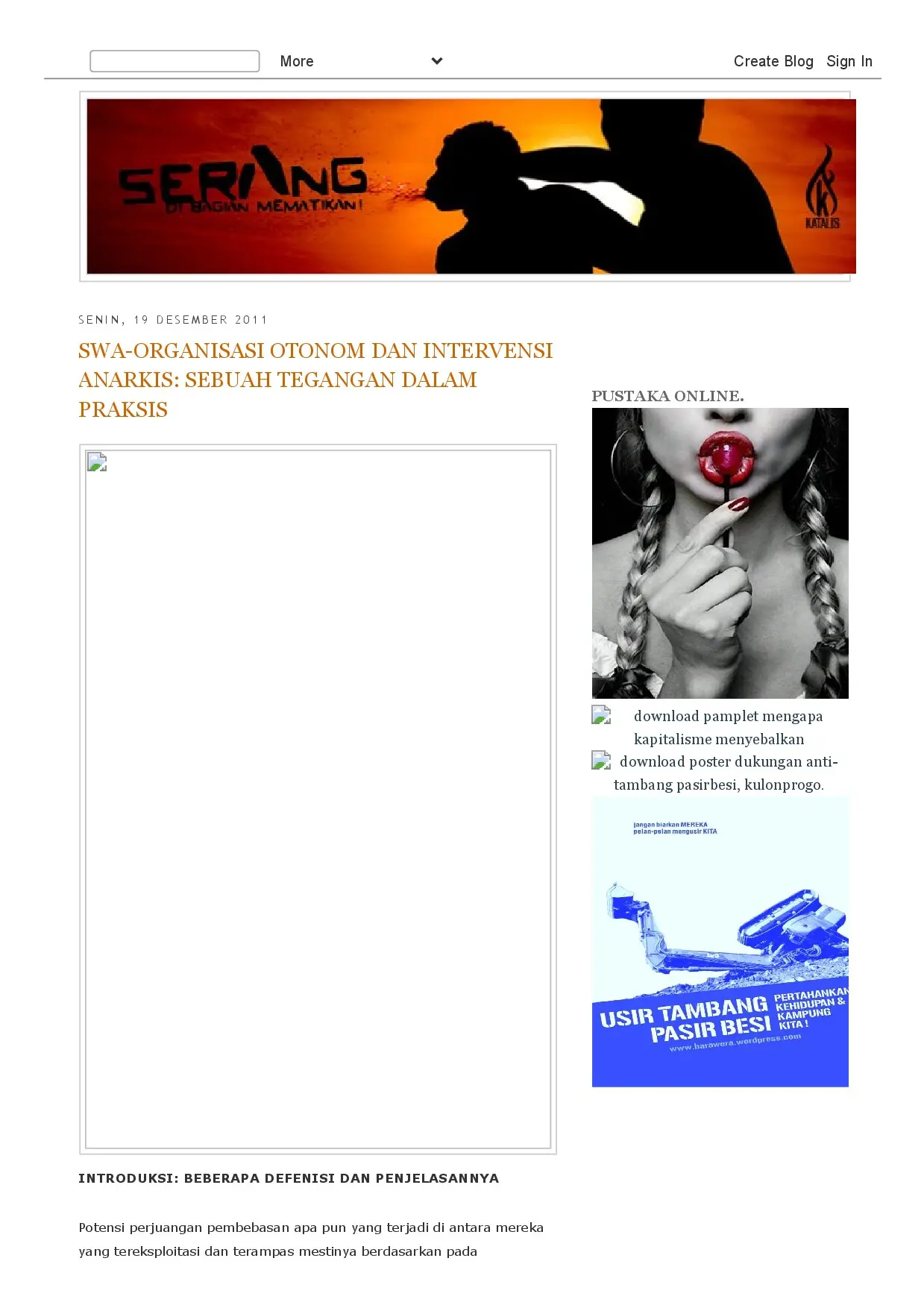 Swa-Organisasi Otonom dan Intervensi Anarkis sebuah Tegangan dalam Praksis