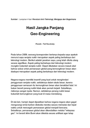 Hasil Jangka Panjang Geo-Engineering